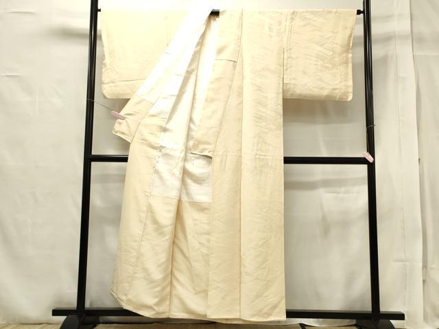 着物屋こころ□上質な色無地 南天地紋 苔色 正絹 逸品 jd1409