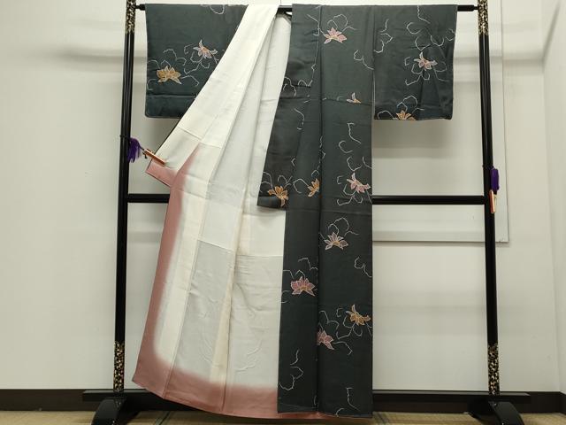 平和屋着物●上質な小紋 舞花文 地紋起こし 正絹 逸品 未使用 CAAQ9422th