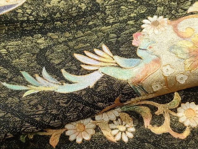 平和屋着物●豪華黒留袖　作家物　動物狩猟文　暈し染め　金彩　正絹　逸品　CAAQ9423th