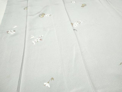 平和屋着物●上質な小紋　作家物　手描き　刺繍　跳兎　草花丸文　金糸　正絹　逸品　CAAQ9455th