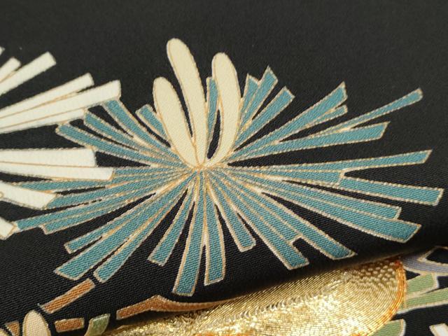 平和屋着物●豪華黒留袖 駒刺繍 枝松文 暈し染め 金彩 正絹 逸品 CAAQ9476th