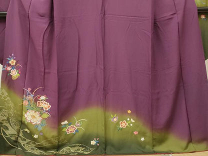 平和屋着物●豪華振袖 総刺繍 草花文 暈し染め 金糸 正絹 逸品 CAAQ9480th
