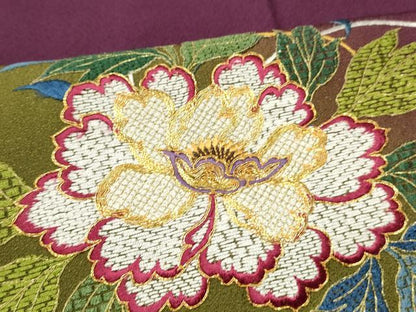 平和屋着物●豪華振袖 総刺繍 草花文 暈し染め 金糸 正絹 逸品 CAAQ9480th
