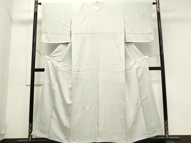 平和屋着物●上質な小紋 総刺繍 溢れ松葉 月白色 正絹 逸品 未使用 CAAQ9499th
