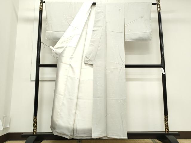 平和屋着物●上質な小紋 総刺繍 溢れ松葉 月白色 正絹 逸品 未使用 CAAQ9499th