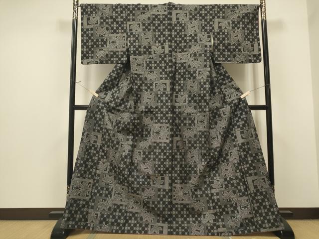 平和屋着物●本場大島紬 9マルキ 吉祥花文 正絹 逸品 CAAQ9581th