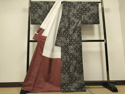 平和屋着物●本場大島紬 9マルキ 吉祥花文 正絹 逸品 CAAQ9581th