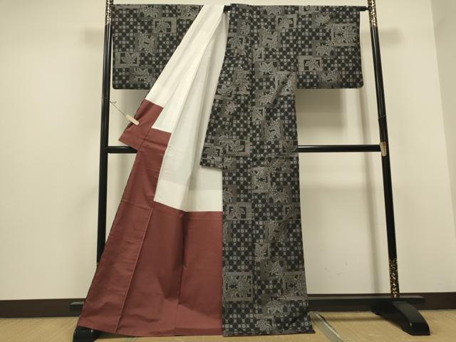 平和屋着物●本場大島紬 9マルキ 吉祥花文 正絹 逸品 CAAQ9581th