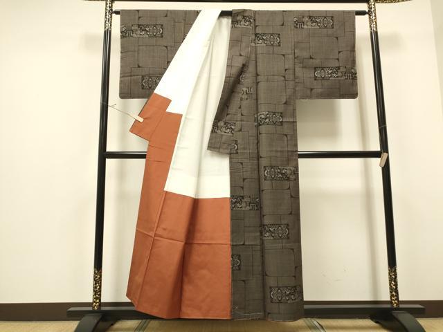 平和屋着物●本場大島紬 7マルキ 泥染め 陶器吉祥花文 正絹 逸品 未使用 CAAQ9583th
