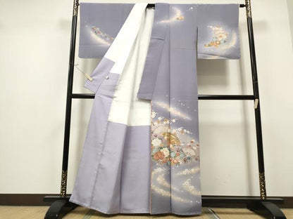 平和屋着物●ブライダルファッションデザイナー・桂由美 訪問着 駒刺繍 桧扇花文 暈し染め 金彩 正絹 逸品 CAAQ9591th