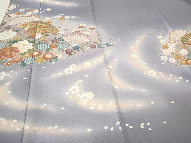 平和屋着物●ブライダルファッションデザイナー・桂由美 訪問着 駒刺繍 桧扇花文 暈し染め 金彩 正絹 逸品 CAAQ9591th