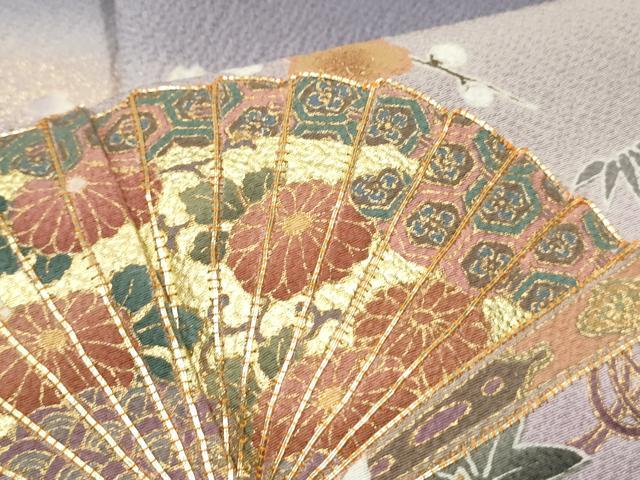 平和屋着物●ブライダルファッションデザイナー・桂由美 訪問着 駒刺繍 桧扇花文 暈し染め 金彩 正絹 逸品 CAAQ9591th