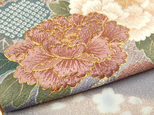 平和屋着物●ブライダルファッションデザイナー・桂由美 訪問着 駒刺繍 桧扇花文 暈し染め 金彩 正絹 逸品 CAAQ9591th