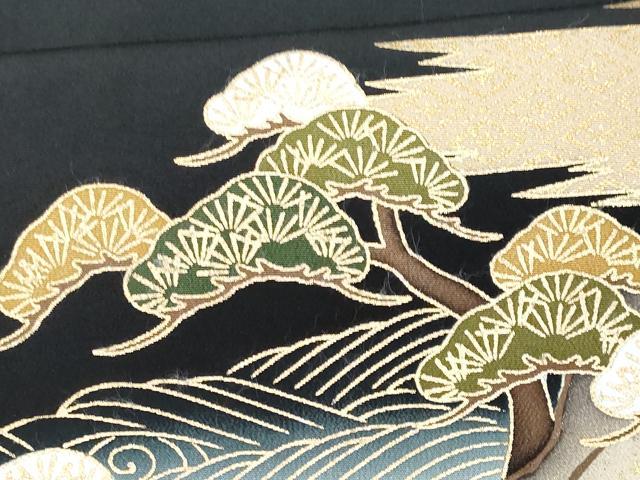 平和屋着物■豪華黒留袖 駒刺繍 立波枝松文 暈し染め 金彩 正絹 逸品 CAAR0026fb