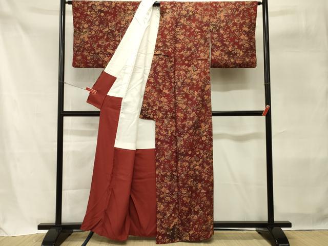 平和屋着物□上質な小紋 花鳥文 暈し染め 鬼しぼ縮緬 正絹