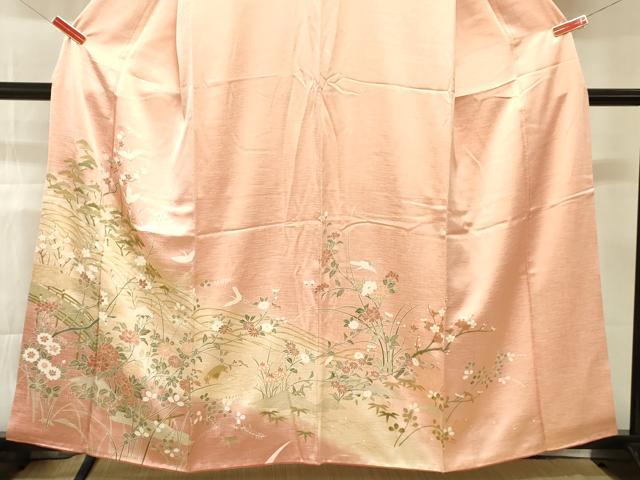 訪問着 友禅 着物 正絹 花松風景文様 暈し染め 金彩 身丈159.5 訪問着 友禅 着物 正絹 花松風景文様 暈し染め 金彩 身丈159.5