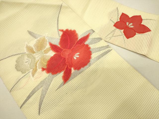 平和屋着物＊夏物 九寸名古屋帯 草花文 金銀糸 逸品 CAAR0711eg