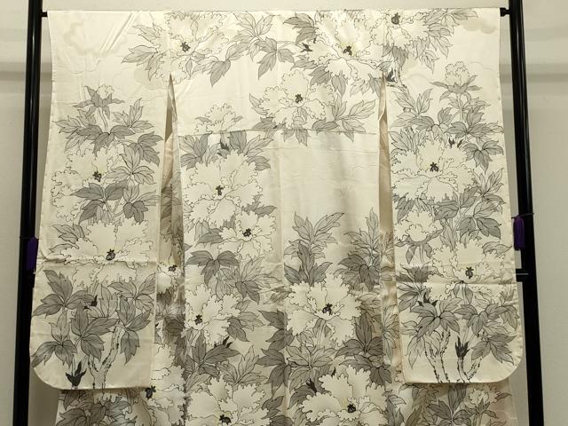 平和屋着物●豪華振袖　手描き　枝牡丹　正絹　逸品　CAAR0822gh