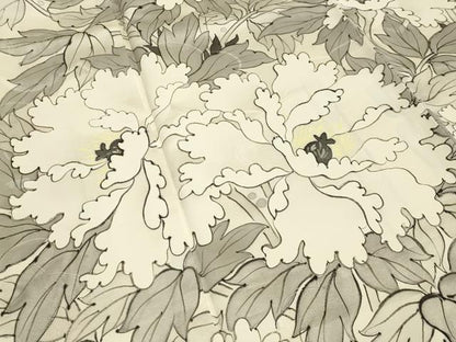 平和屋着物●豪華振袖　手描き　枝牡丹　正絹　逸品　CAAR0822gh