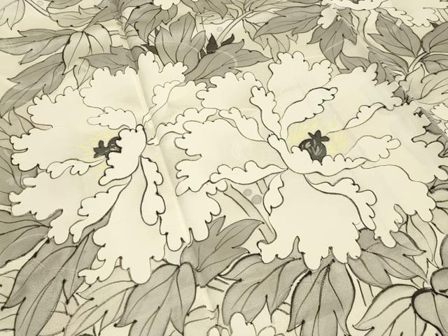 平和屋着物●豪華振袖　手描き　枝牡丹　正絹　逸品　CAAR0822gh