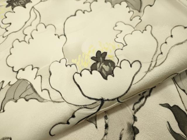 平和屋着物●豪華振袖　手描き　枝牡丹　正絹　逸品　CAAR0822gh