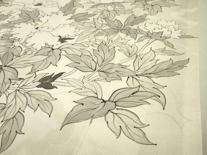 平和屋着物●豪華振袖　手描き　枝牡丹　正絹　逸品　CAAR0822gh