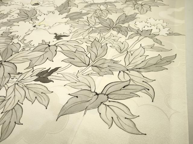 平和屋着物●豪華振袖　手描き　枝牡丹　正絹　逸品　CAAR0822gh