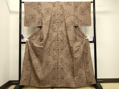平和屋着物▽上質な小紋　単衣　舞桜文　正絹　逸品　未使用　CAAR0953gh