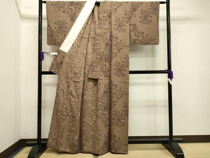 平和屋着物▽上質な小紋　単衣　舞桜文　正絹　逸品　未使用　CAAR0953gh