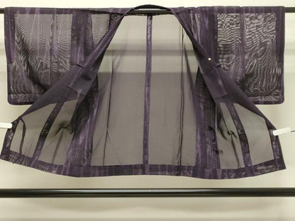 平和屋着物▽道行コート スリーシーズン 春夏秋 塵除け 紗 縞 正絹 逸品 CAAR1009gh