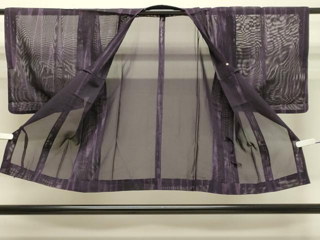 平和屋着物▽道行コート スリーシーズン 春夏秋 塵除け 紗 縞 正絹 逸品 CAAR1009gh