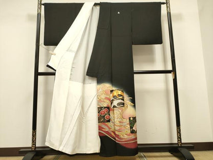 平和屋着物●世界的ファッションデザイナー 山本寛斎 kansaiブランド 黒留袖 駒刺繍 流水色紙琳派図 暈し染め 金銀彩 正絹 逸品 CAAR1258hy
