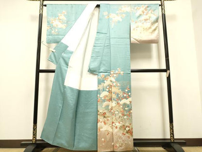 平和屋着物●十日町老舗ブランド 吉澤友禅 吾妻徳穂 訪問着 駒刺繍 花筏文 暈し染め 金彩 正絹 逸品 CAAR1267hy