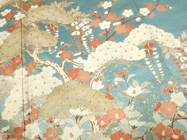 平和屋着物●十日町老舗ブランド 吉澤友禅 吾妻徳穂 訪問着 駒刺繍 花筏文 暈し染め 金彩 正絹 逸品 CAAR1267hy