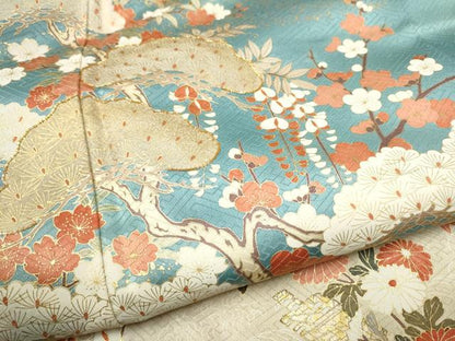平和屋着物●十日町老舗ブランド 吉澤友禅 吾妻徳穂 訪問着 駒刺繍 花筏文 暈し染め 金彩 正絹 逸品 CAAR1267hy