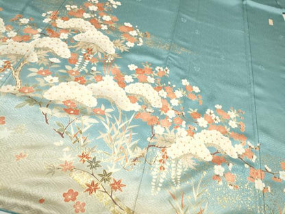 平和屋着物●十日町老舗ブランド 吉澤友禅 吾妻徳穂 訪問着 駒刺繍 花筏文 暈し染め 金彩 正絹 逸品 CAAR1267hy