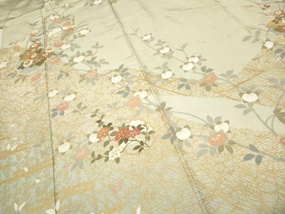 平和屋着物●訪問着 雪輪花蝶文 暈し染め 金彩 正絹 逸品 CAAR1268hy