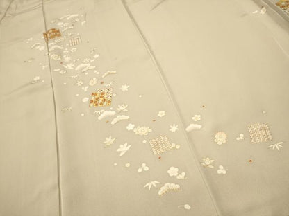 平和屋着物●銀座きしや　訪問着　駒刺繍　源氏香花文　金彩　正絹　逸品　CAAR1274hy