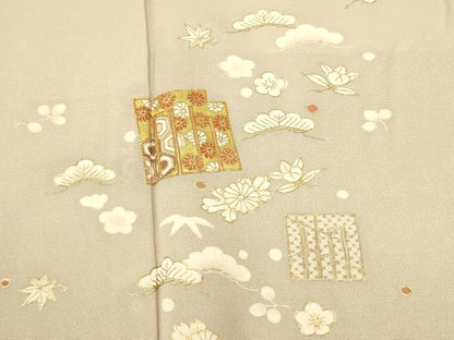 平和屋着物●銀座きしや　訪問着　駒刺繍　源氏香花文　金彩　正絹　逸品　CAAR1274hy