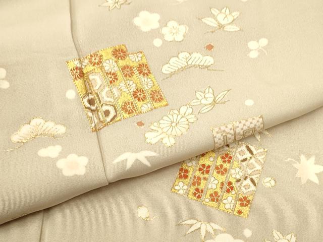 平和屋着物●銀座きしや　訪問着　駒刺繍　源氏香花文　金彩　正絹　逸品　CAAR1274hy