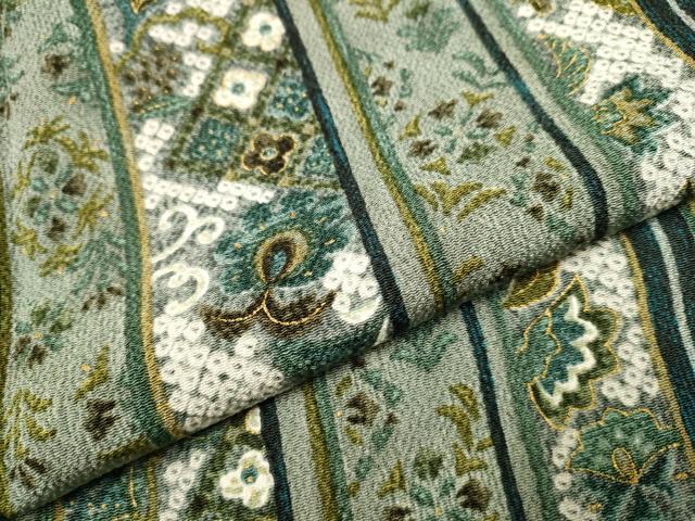 平和屋着物●上質な小紋 更紗花間道 金彩 鬼しぼ縮緬 正絹 逸品 未使用 CAAR1278hy