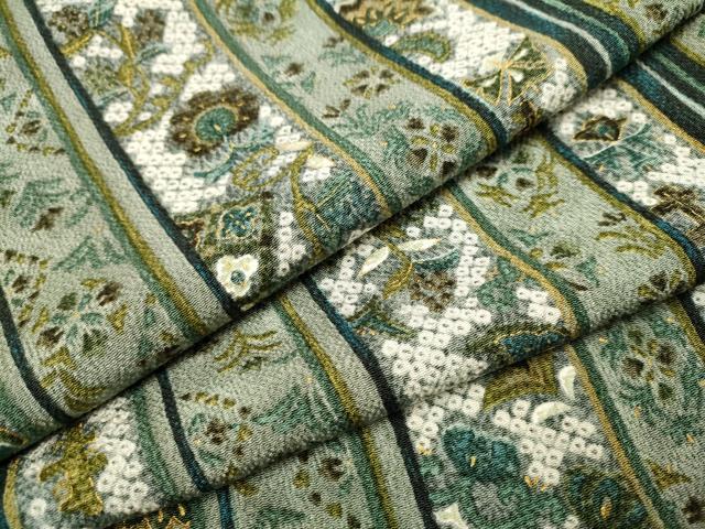 平和屋着物●上質な小紋 更紗花間道 金彩 鬼しぼ縮緬 正絹 逸品 未使用 CAAR1278hy