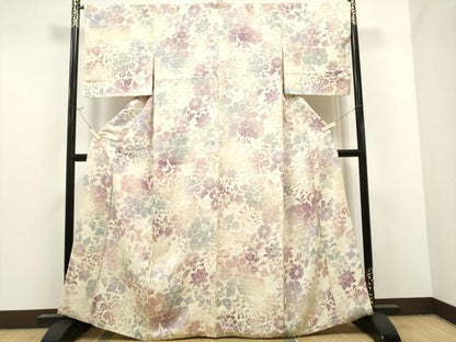 平和屋着物●上質な小紋 タンサー段七宝 華更紗暈し 暈し染め 重工房謹製 反端付き 正絹 逸品 CAAR1281hy