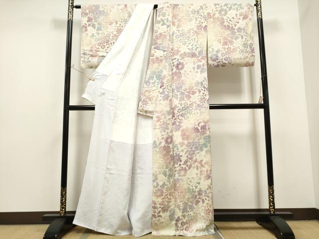 平和屋着物●上質な小紋 タンサー段七宝 華更紗暈し 暈し染め 重工房謹製 反端付き 正絹 逸品 CAAR1281hy