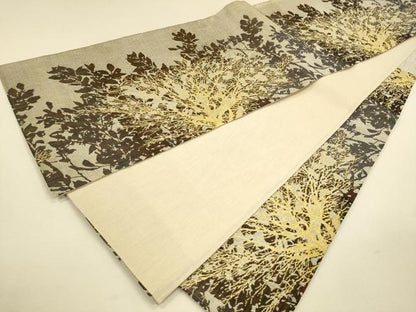 平和屋着物▽スリーシーズン 春夏秋 六通柄袋帯 舞葉シルエット 金糸 正絹 逸品 CAAR1297hy