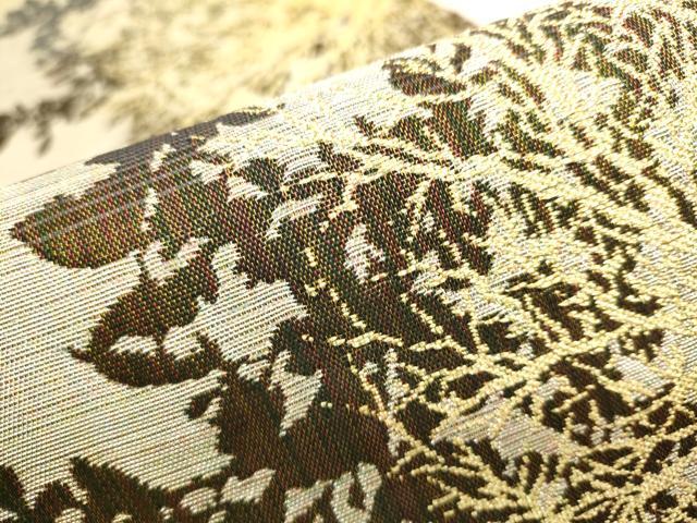 平和屋着物▽スリーシーズン 春夏秋 六通柄袋帯 舞葉シルエット 金糸 正絹 逸品 CAAR1297hy