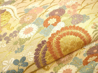 平和屋着物●佐賀錦 六通柄袋帯 花籠文 金糸 正絹 逸品 CAAR1303hy