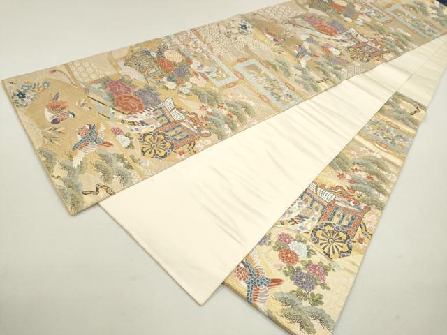 平和屋着物●六通柄袋帯　聚楽欄文　本金箔　正絹　逸品　CAAR1310hy