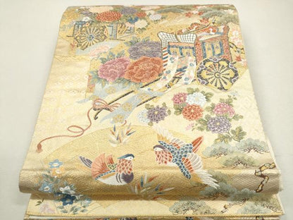 平和屋着物●六通柄袋帯　聚楽欄文　本金箔　正絹　逸品　CAAR1310hy