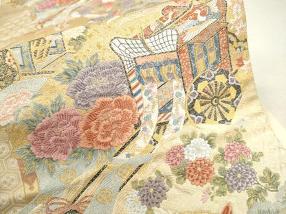 平和屋着物●六通柄袋帯　聚楽欄文　本金箔　正絹　逸品　CAAR1310hy
